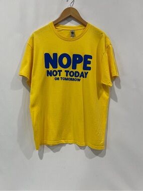 Gildan Yellow Tee with Blue "NOPE Not Today" Graphic